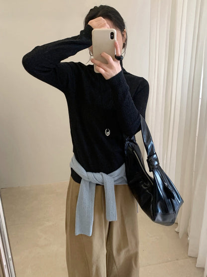 // 6%羊毛肌理感堆堆領上衣