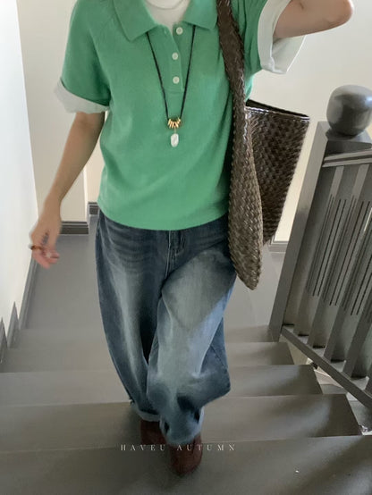 // 秋季薄羊毛翻領polo NT