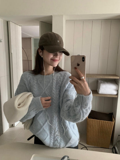 // 10%wool溫柔麻花套頭毛衣