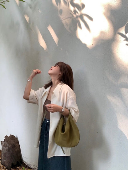 // 頭層牛皮麂皮絨hobo bag(肩帶可調)