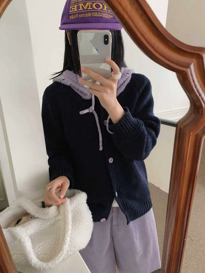 // 拼接撞色鈎花針織帽CD