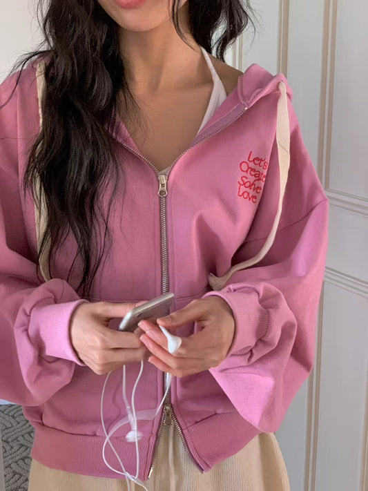 // 刺繡solve hoodie zip-up