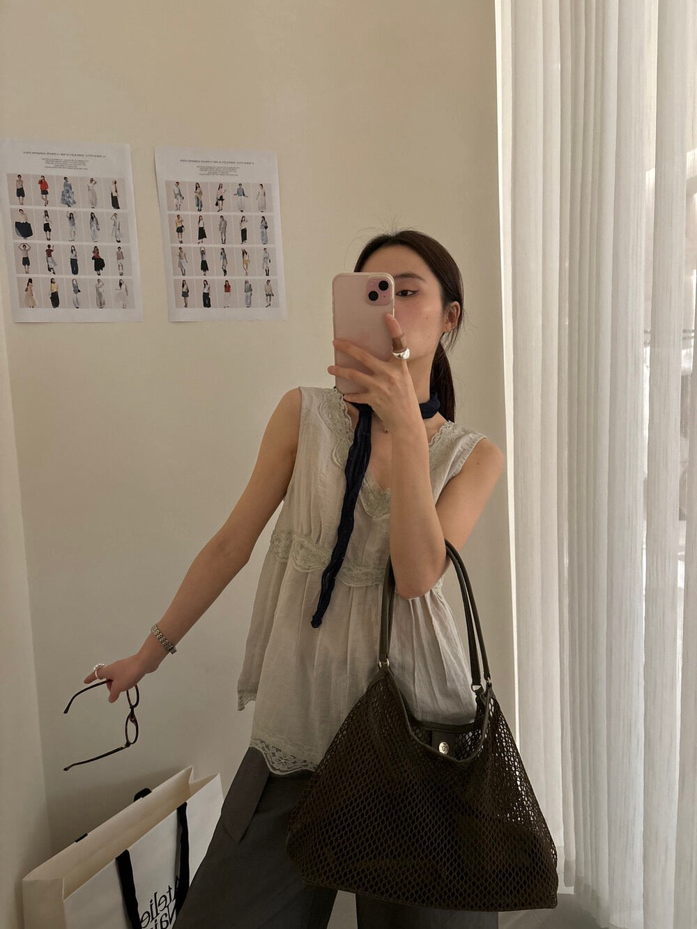 // 精緻lace邊前後V領背心