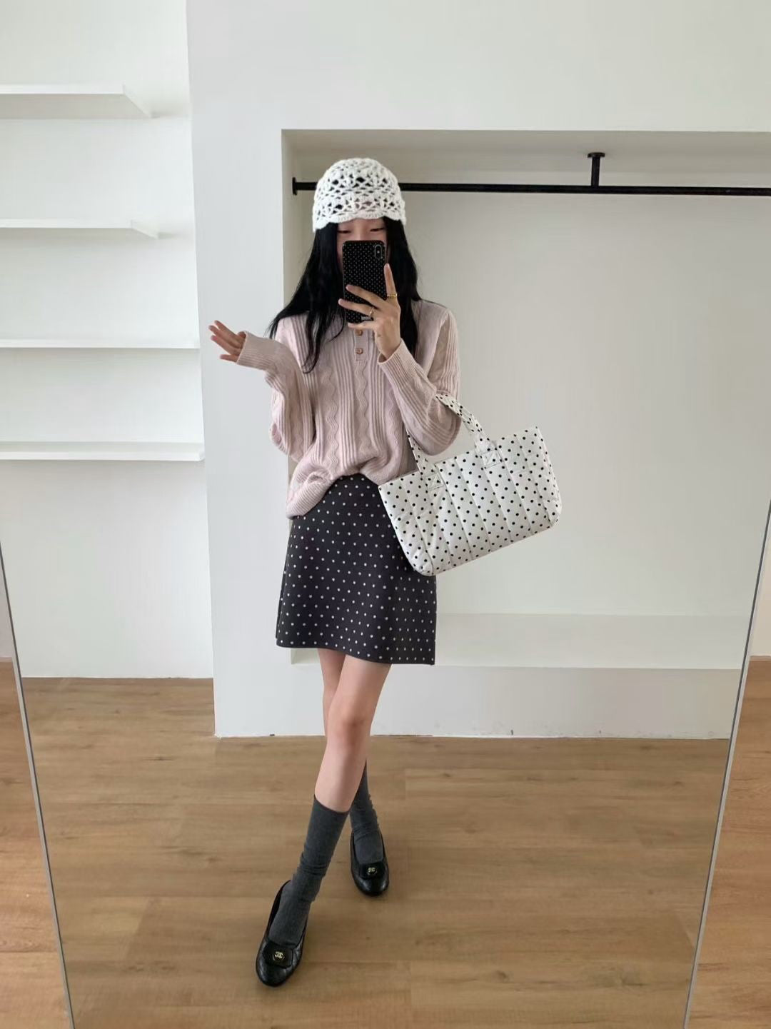 // 美美麻花織紋鈕扣翻領NT