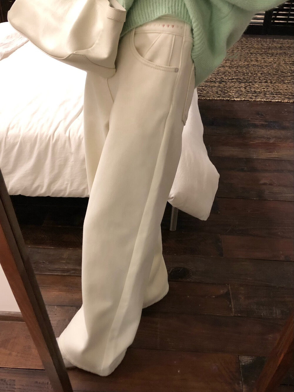 // 口袋位小details加絨全長牛仔褲