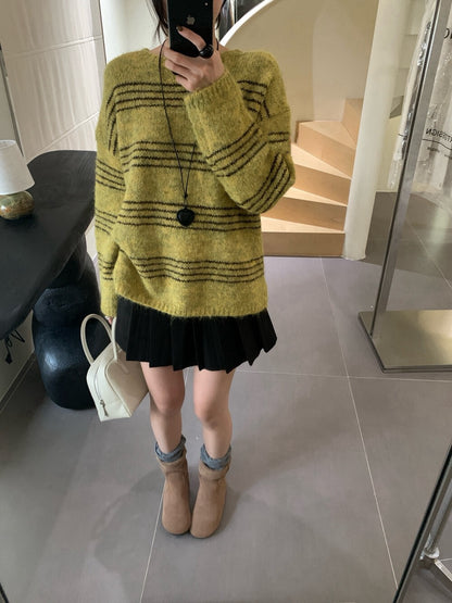 // 特別色系間條軟糯毛衣