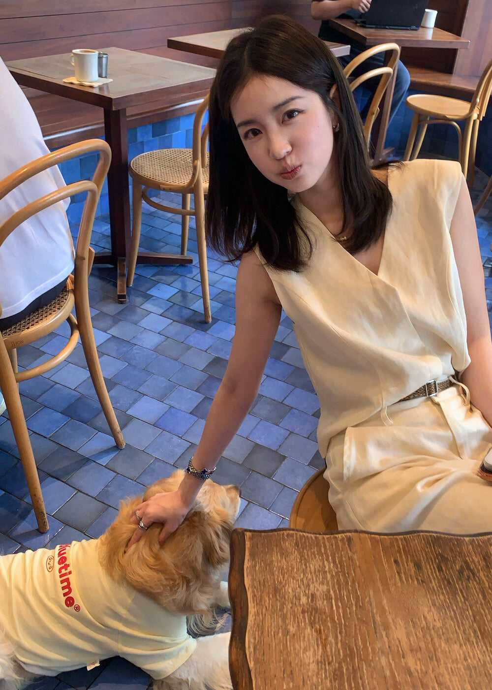 S24 / v領排扣背心+麻質五分褲套裝(可分開單買)