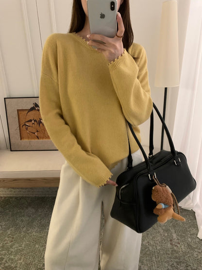 // 30%綿羊毛不規則鬚鬚邊毛衣