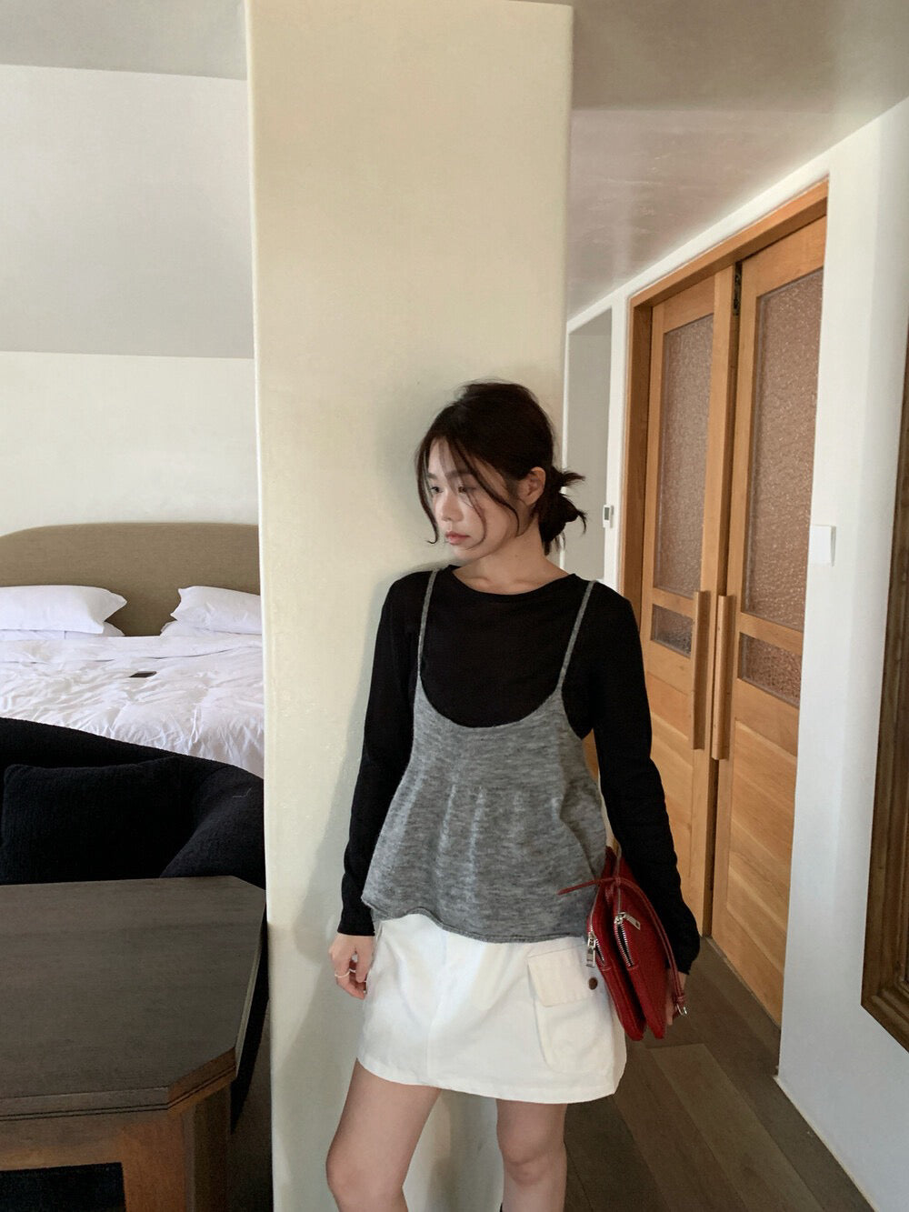 // 春季疊穿必備小吊帶+打底TEE套裝