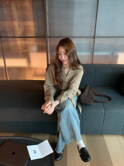 // lyocell混麻超高質綁結恤衫