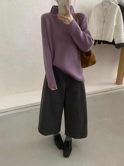 // 高領直坑紋親膚毛衣