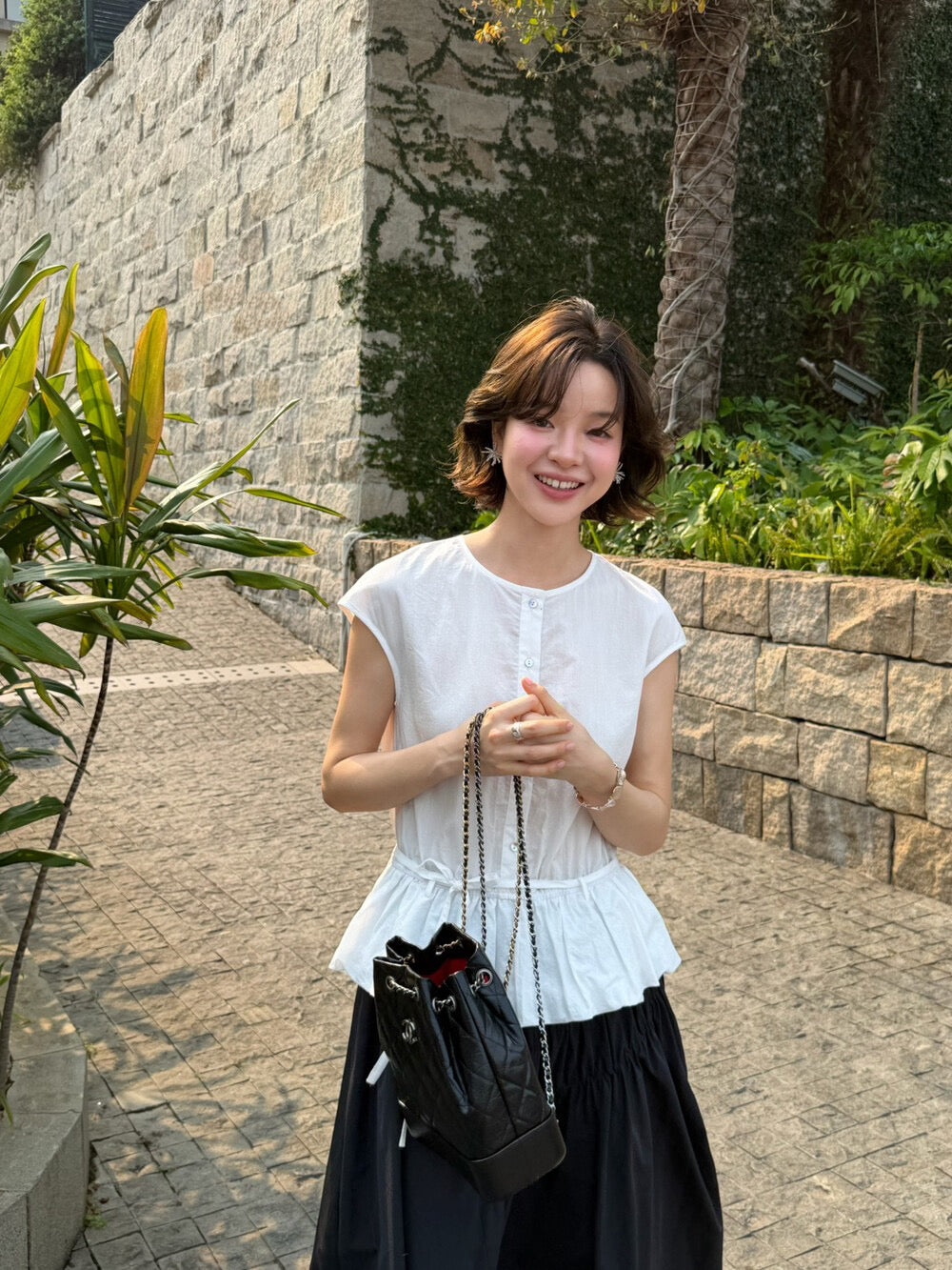 // lyocell棉泡泡腳綁腰包肩背心BL