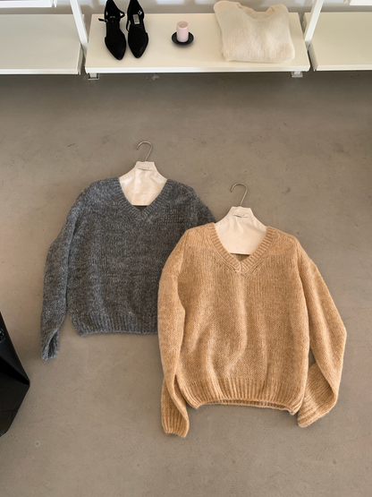 // 慵懶感滿滿V領針織毛衣