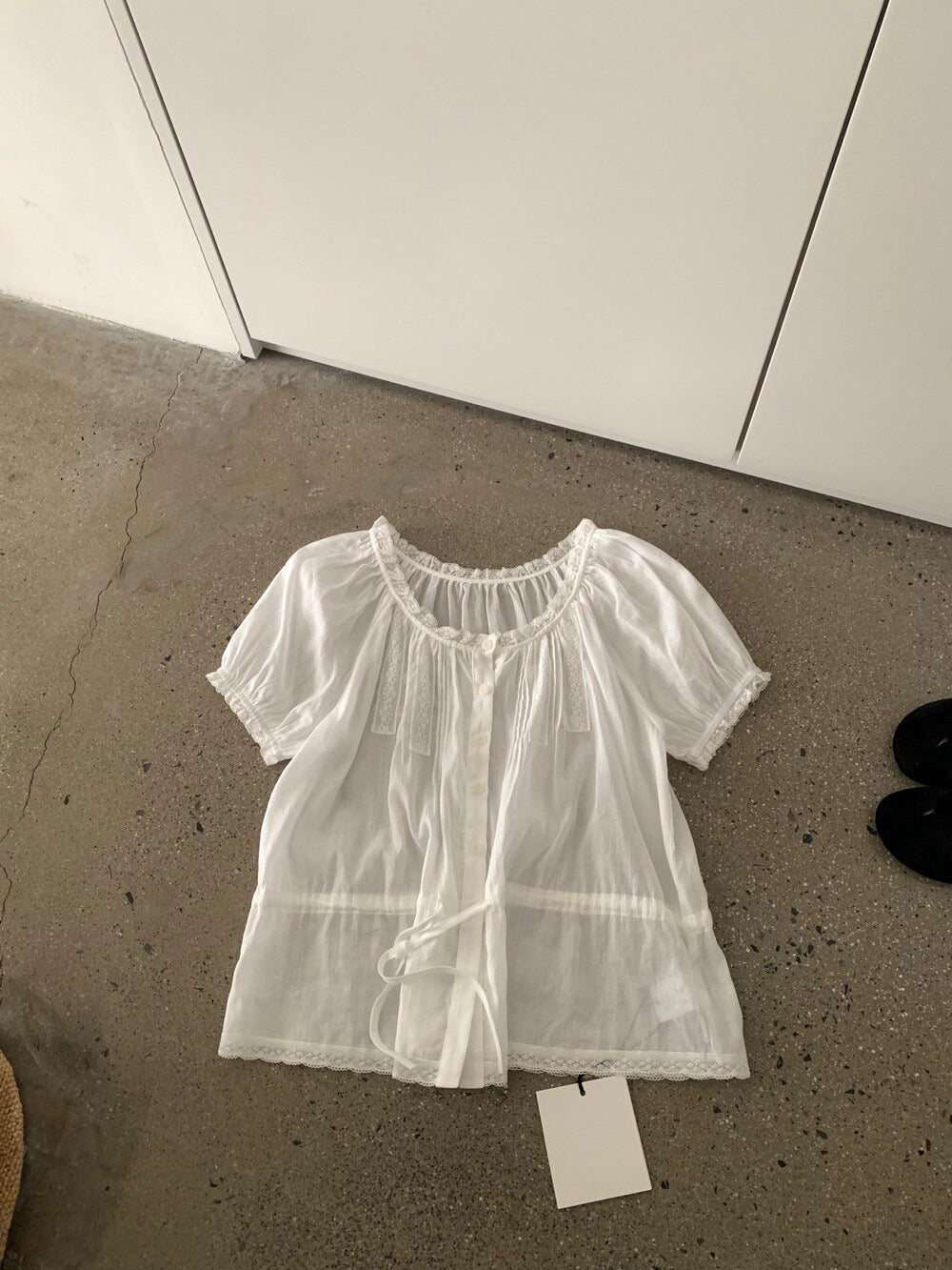 // 棉麻lace邊可束腰精緻BL