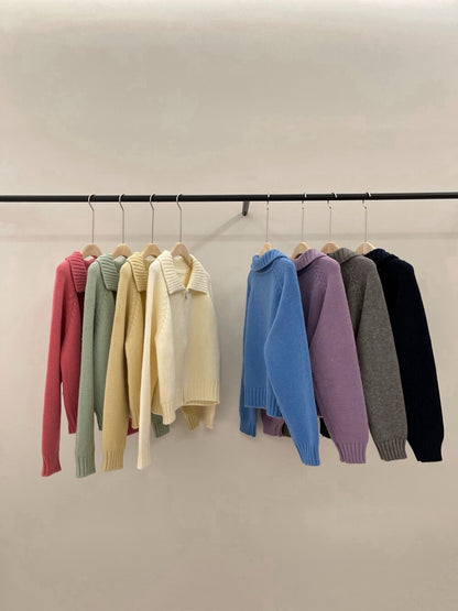 // 直坑紋大翻領上下拉鍊落肩CD