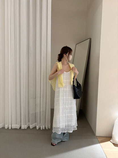 // 可單穿美美刺繡lace吊帶OPS