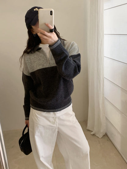 // 100%羊毛撞色polo KN