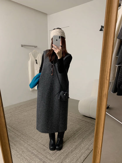 // 50%wool柔軟U領背心OPS(連袋仔)