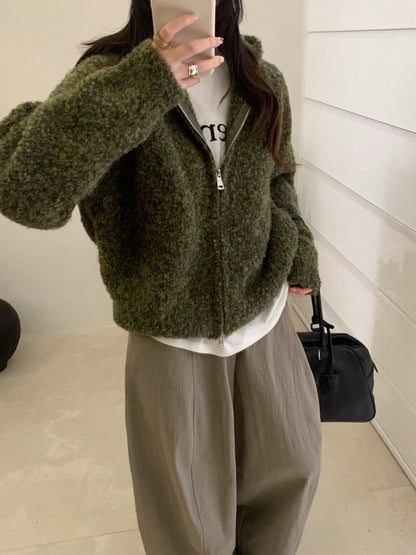 // 超軟糯圈圈羊毛連帽拉鍊CD