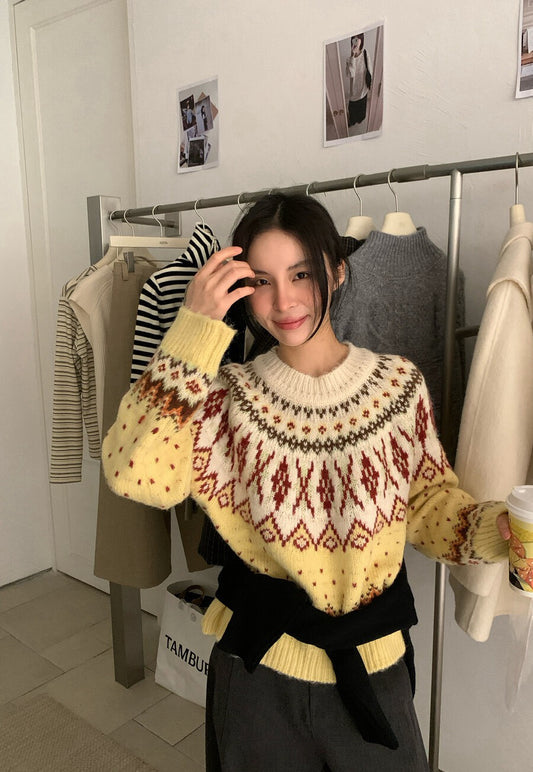 // 15%羊毛復古北歐patterns毛衣