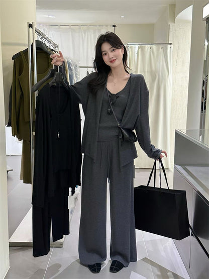 // 超氣質背心+外套+褲三件套