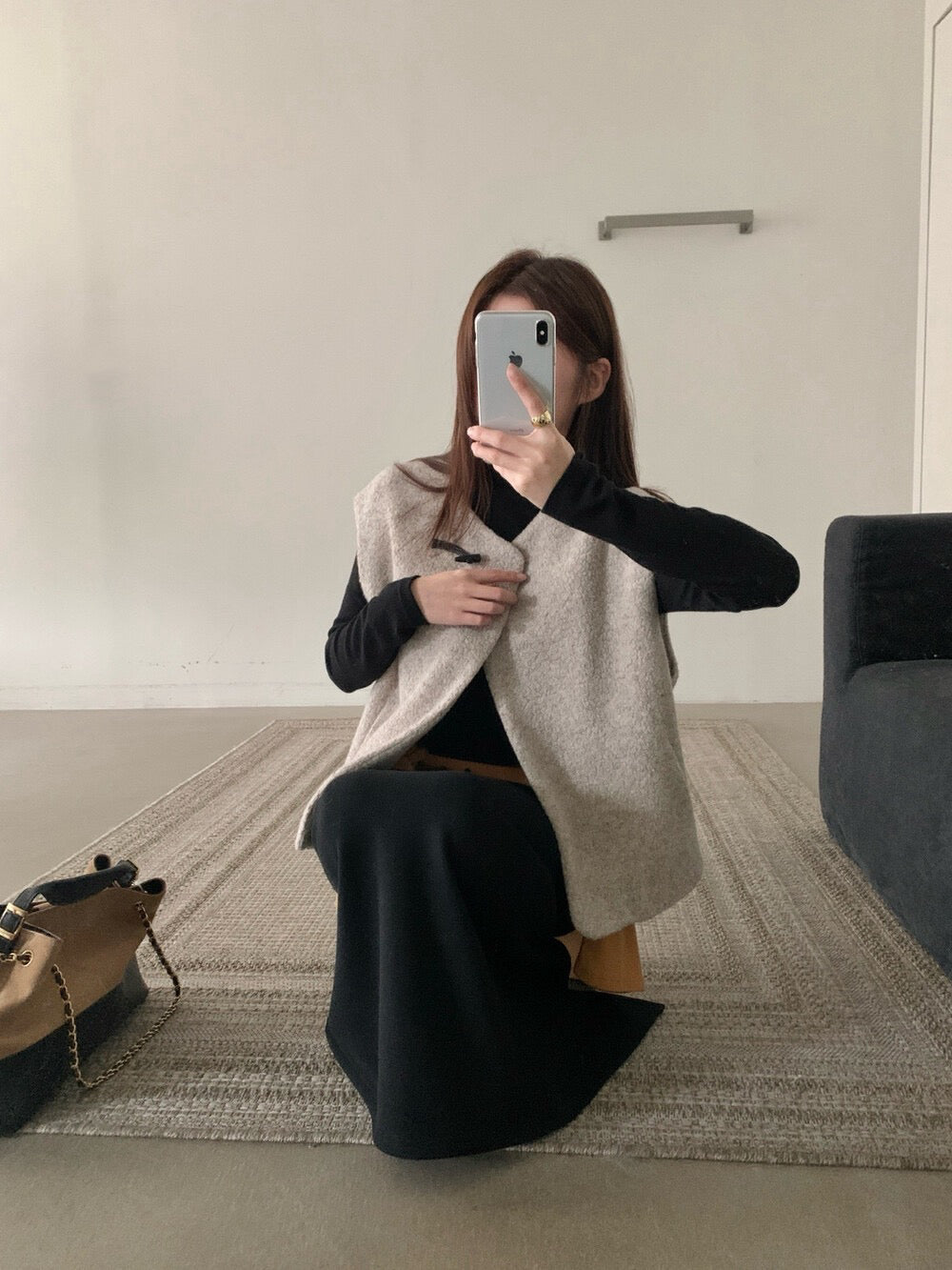 // 60%綿羊毛單鈕扣馬甲背心