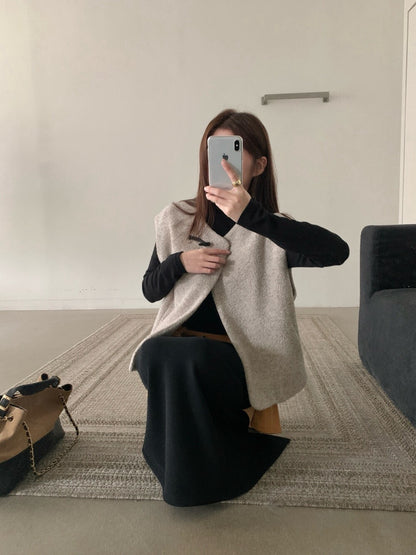 // 60%綿羊毛單鈕扣馬甲背心