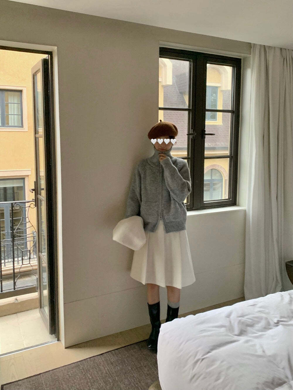 // 慵懶高級感上下拉鍊可立領口袋CD