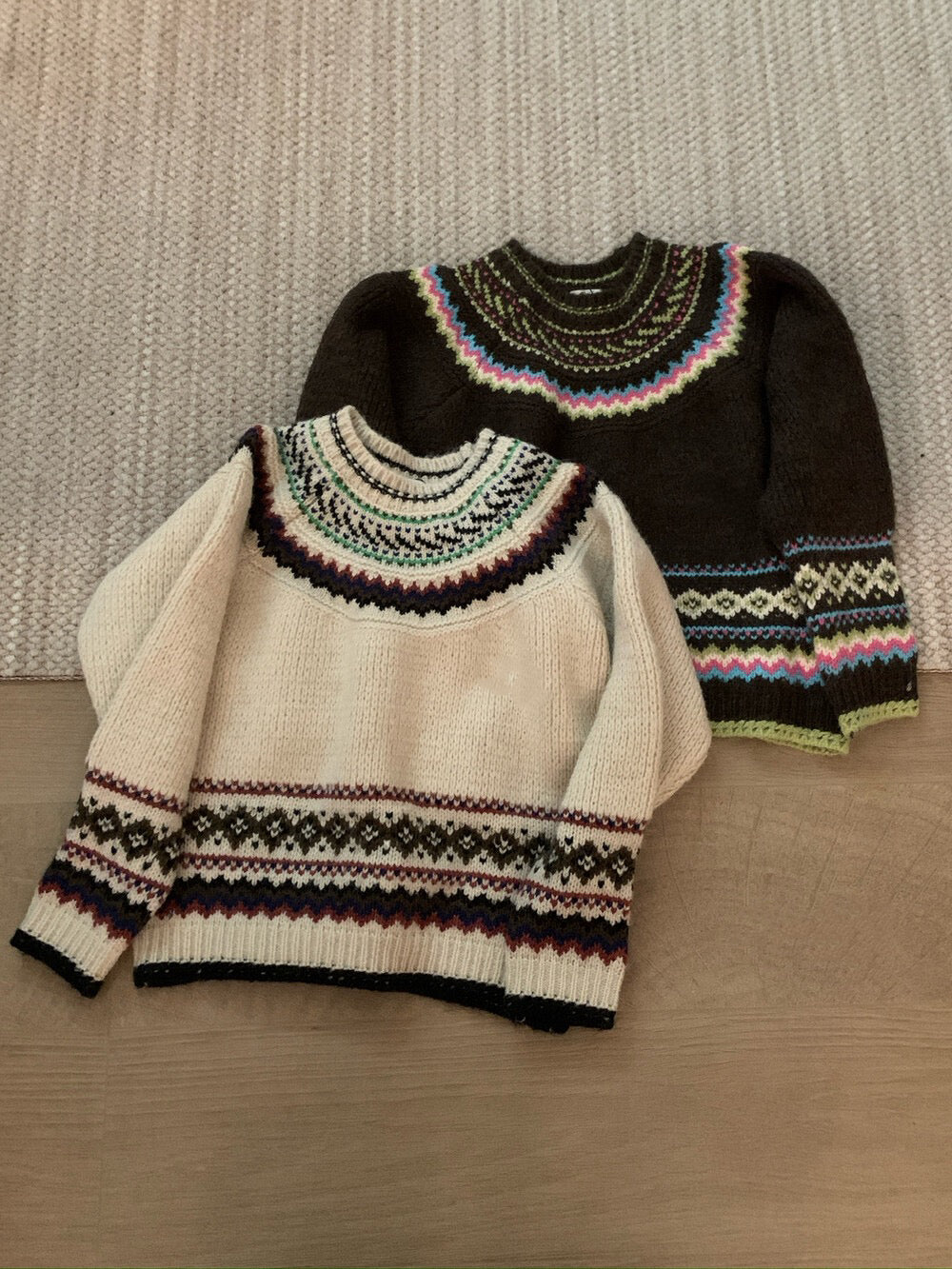 // 10%wool復古花紋圓領毛衣