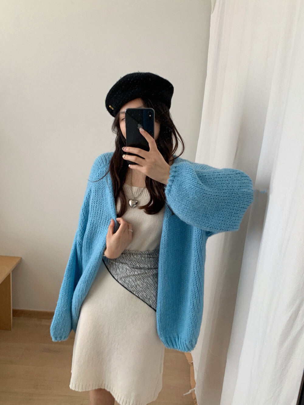 // 12%wool慵懶束袖口疏針CD