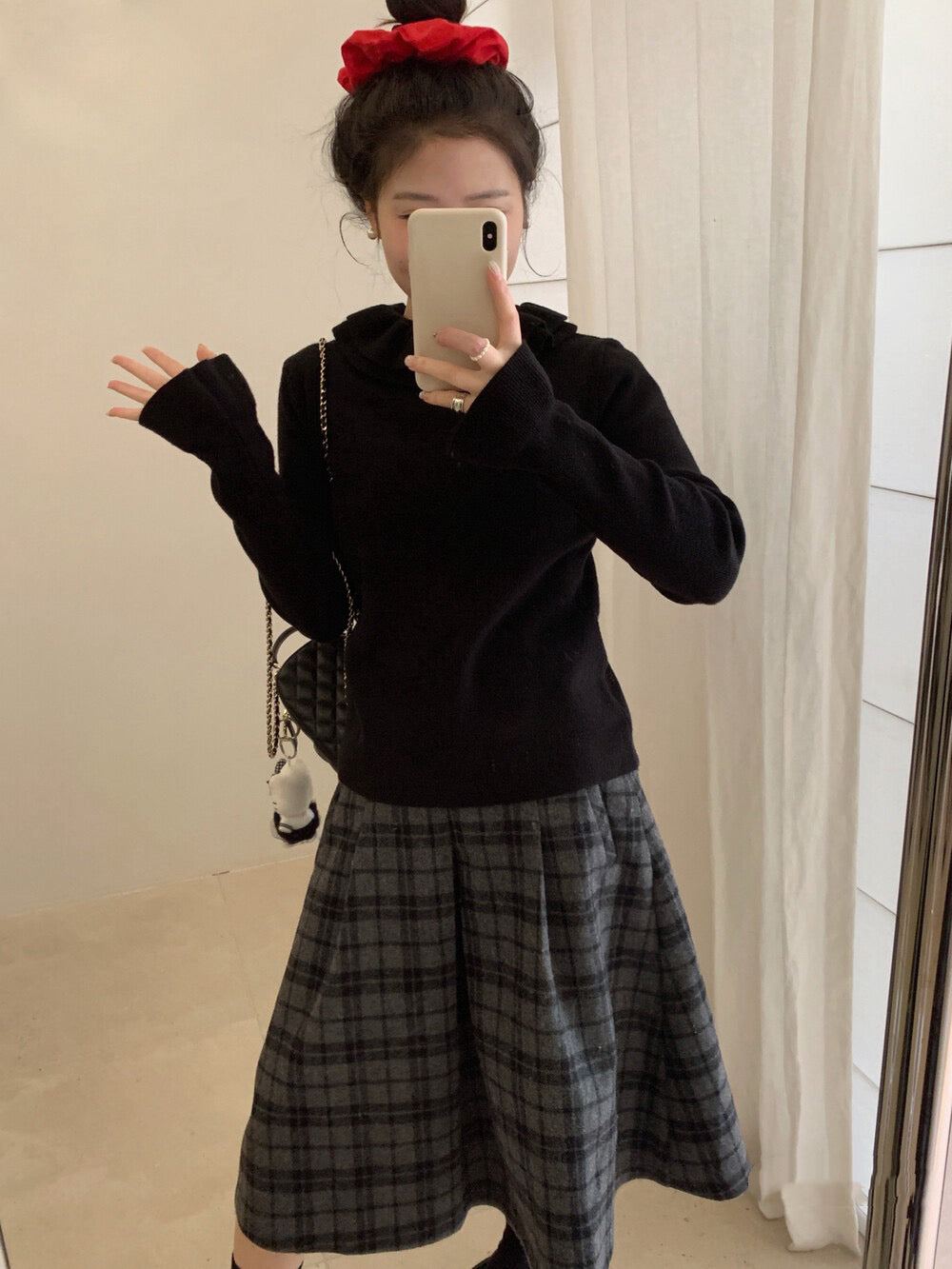 // 法式雙層花邊領+袖針織上衣