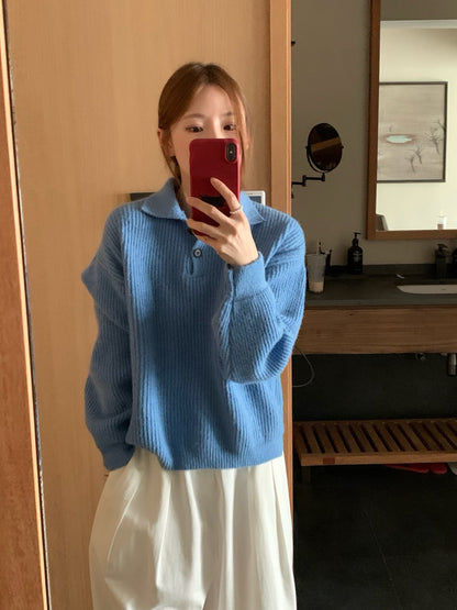 // 慵懶感直織紋軟糯翻領NT