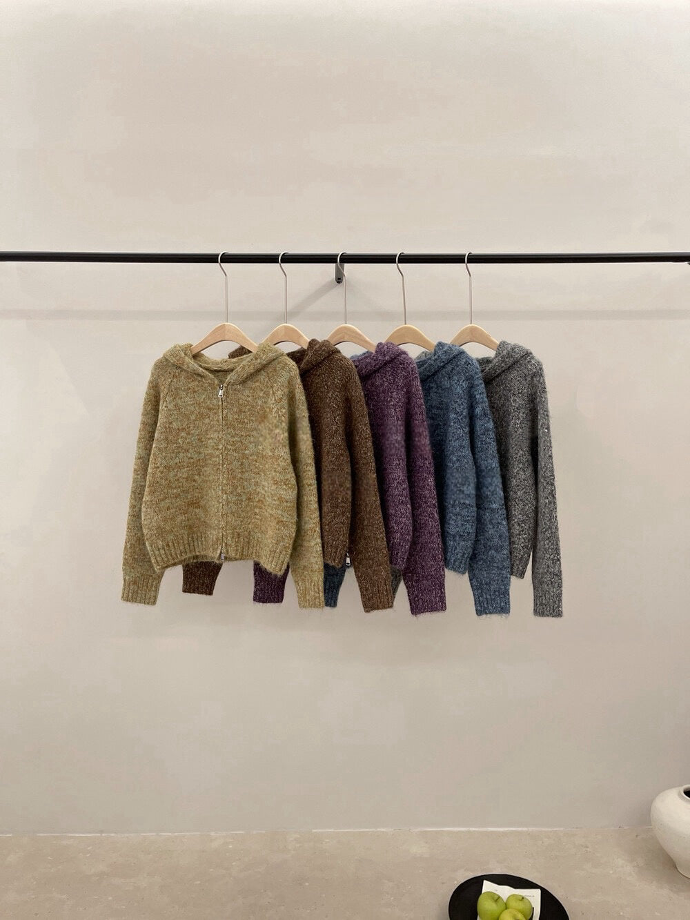 // 8%wool花線上下拉鍊連帽CD