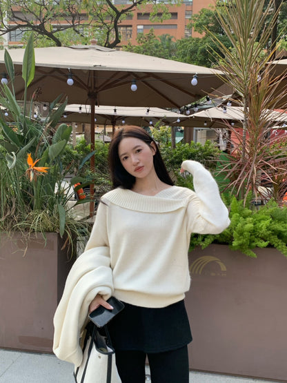 // 50%羊毛設計感領子針織NT