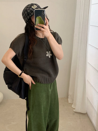 // 可疊穿粗織紋邊落肩短袖NT