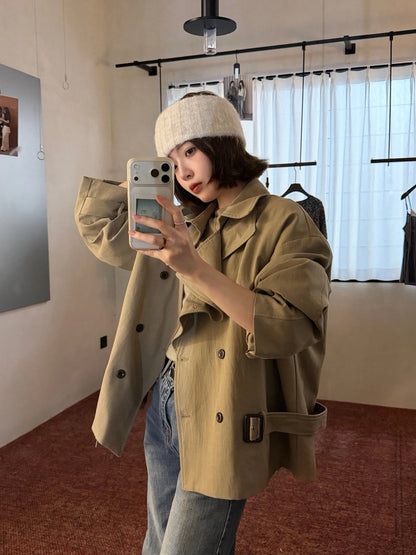 J52 / 帥氣可立領連腰帶修腰trench coat