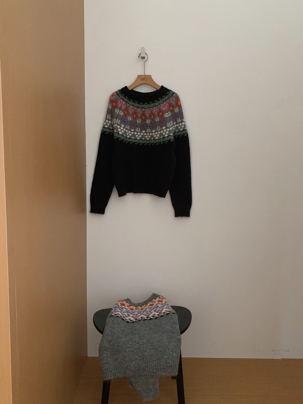 // 配色超美的復古圖案毛衣