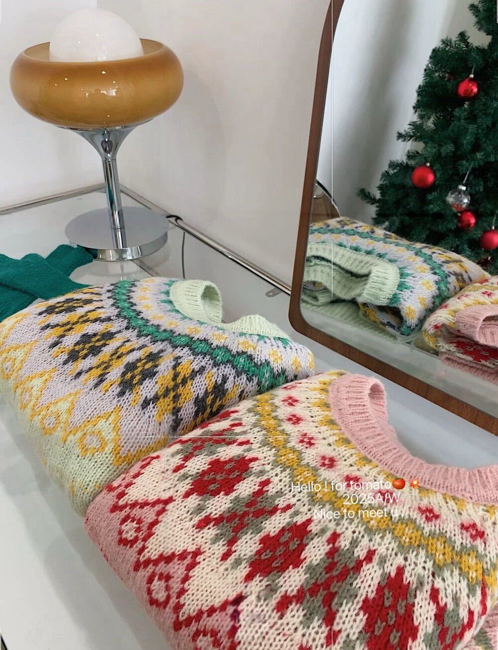 // 30%綿羊毛復古提花毛衣