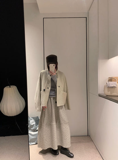 // 100%wool小立領double鈕扣手工外套