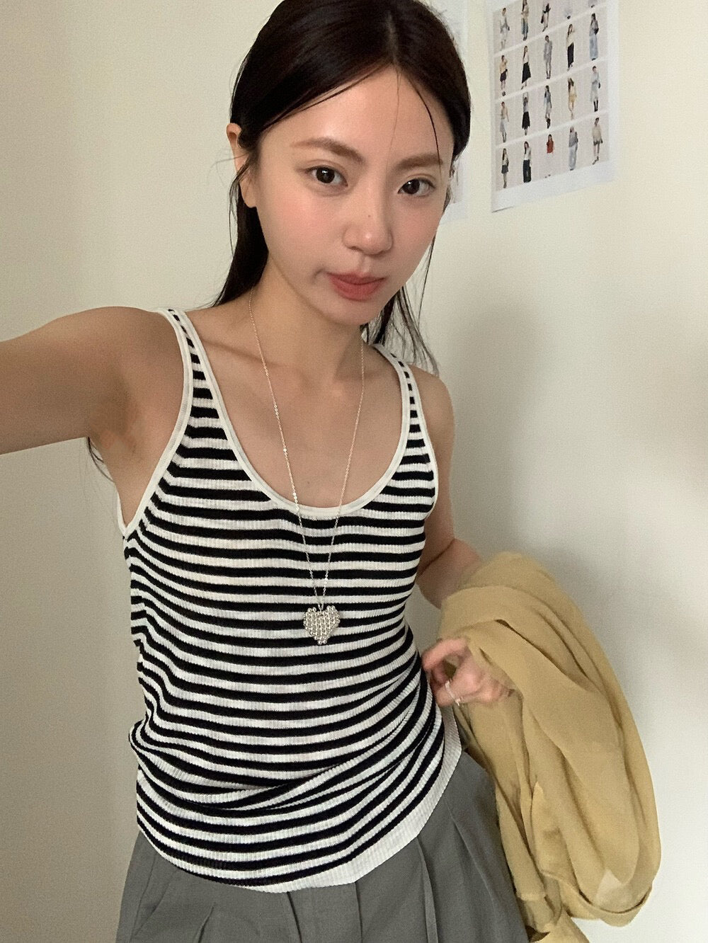 // 15色竹節麻細肩帶背心