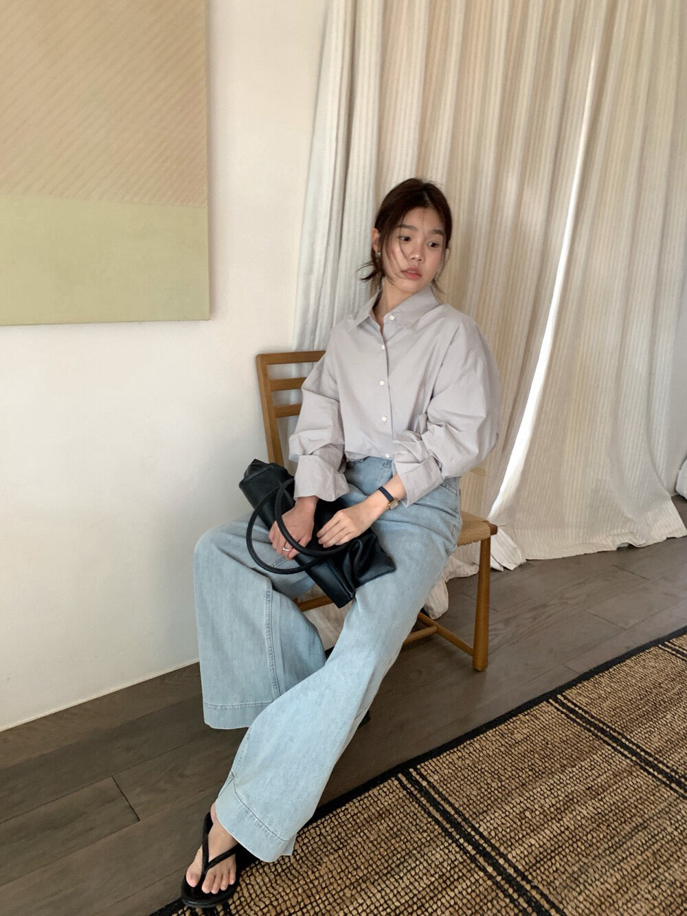 // oversize慵懶風春夏色系恤衫