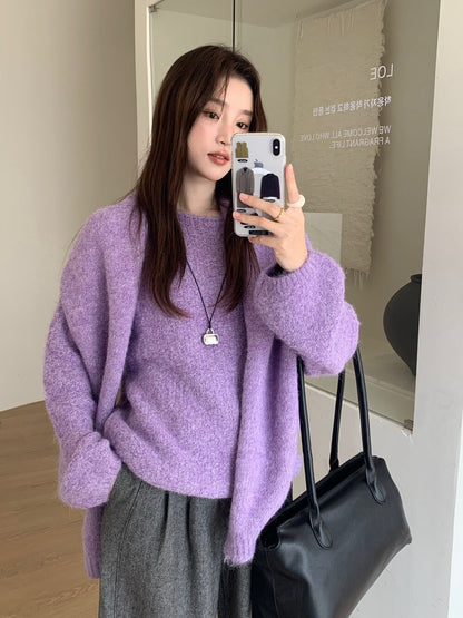 // 慵懶感寬鬆款連頸巾毛衣