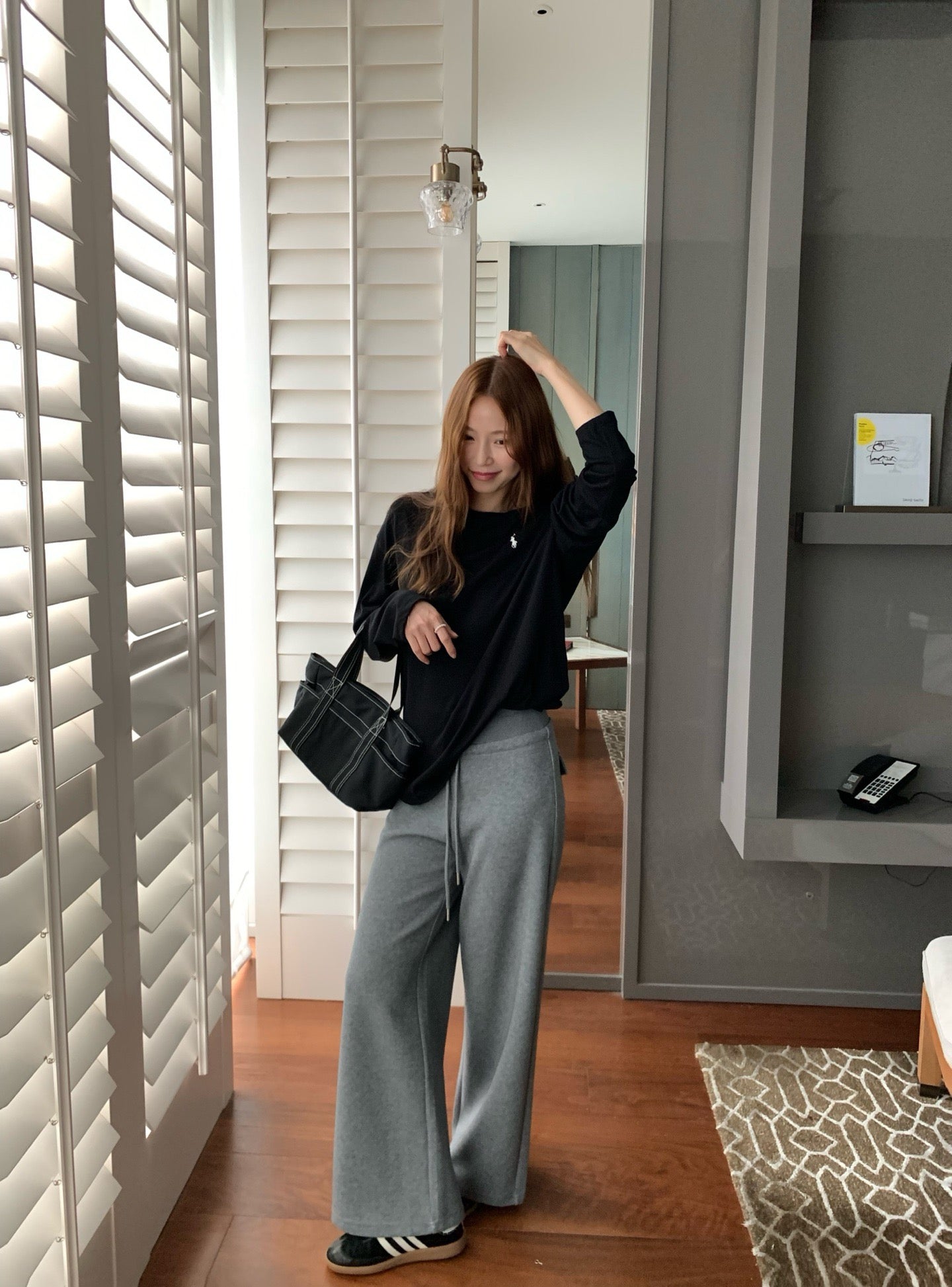 // 超顯瘦粗褲頭休閒長褲