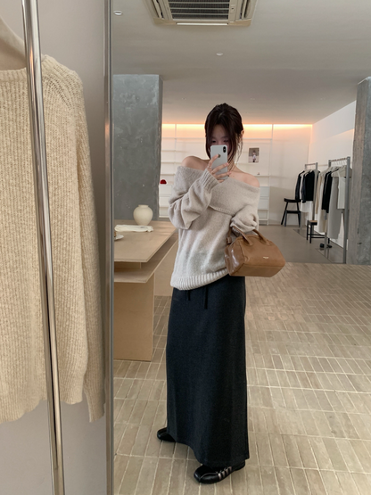 // 超舒服羊絨慵懶綁腰SK