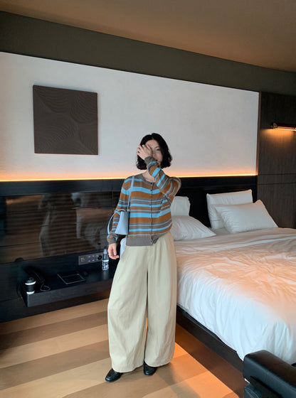 // 復古撞色間條9%羊毛CD