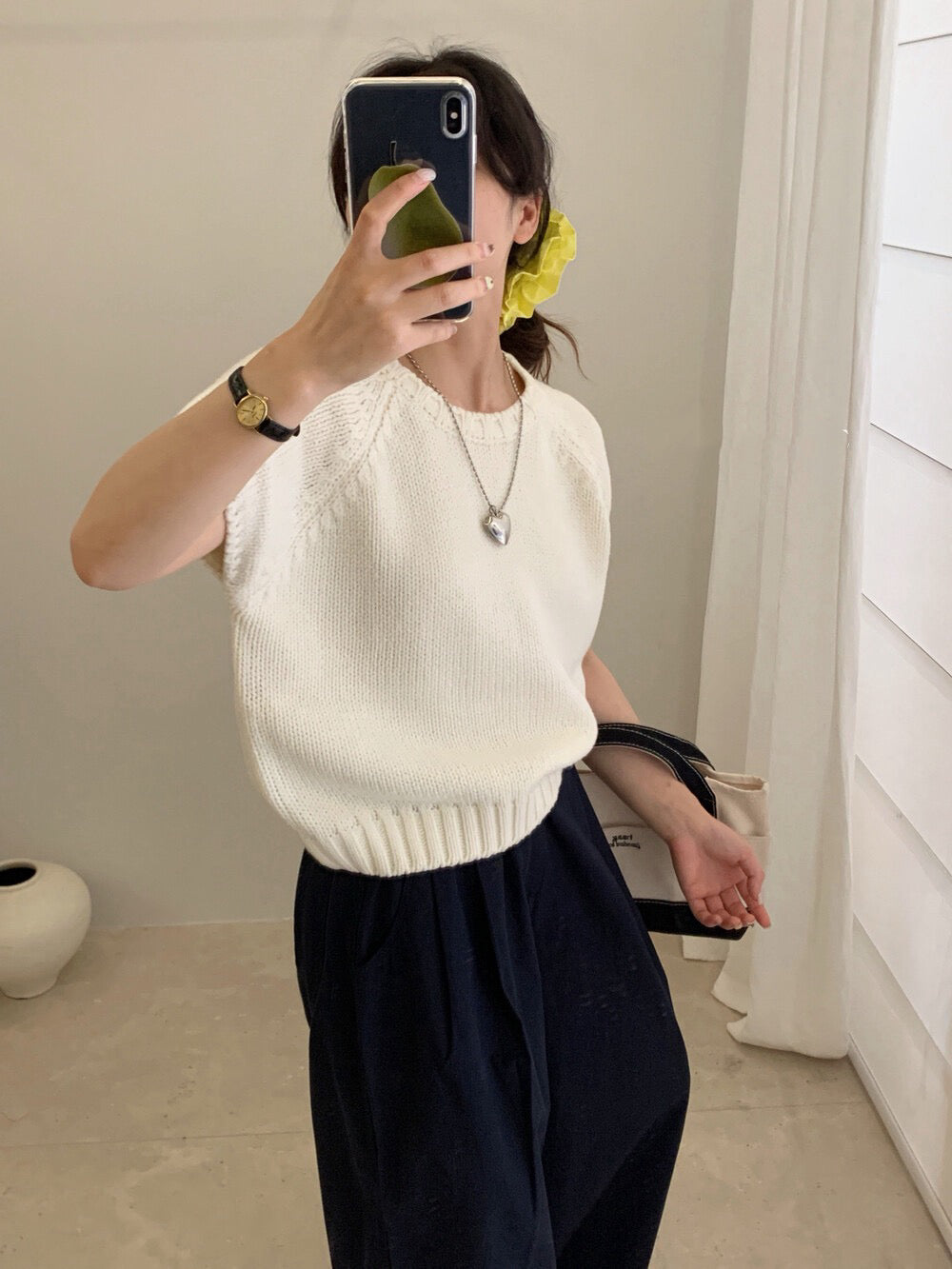 // 可疊穿粗織紋邊落肩短袖NT