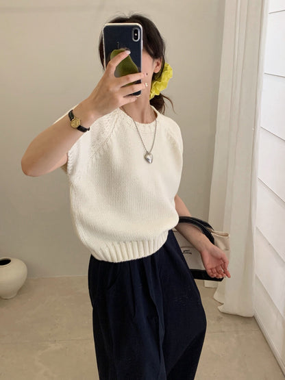 // 可疊穿粗織紋邊落肩短袖NT