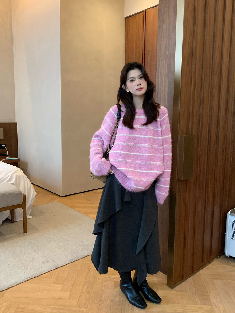 // 超soft簡約間條圓領毛衣