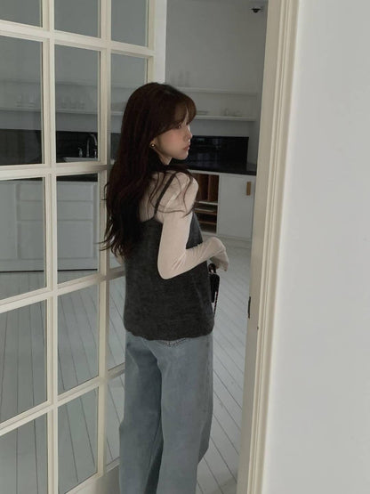 // 可單穿特別織紋針織小吊帶