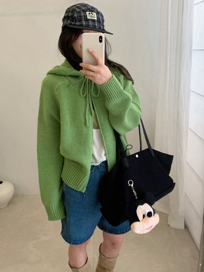 // 軟糯感20%羊毛上下拉鍊連帽CD